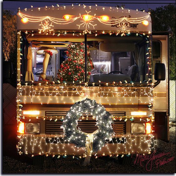 christmas decorated RV motorhome